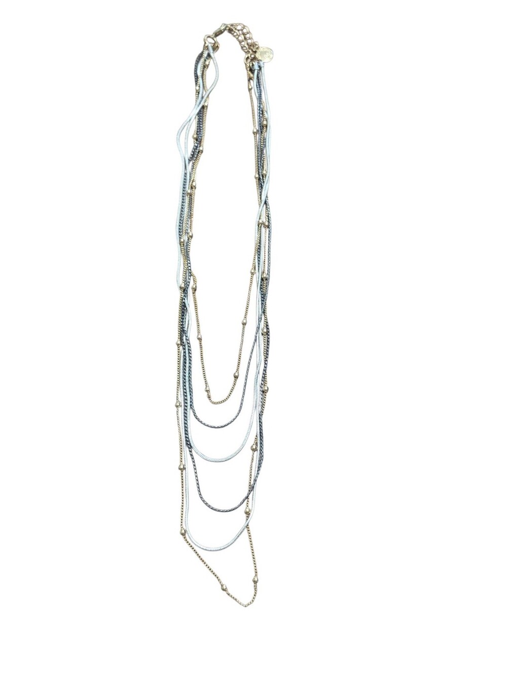 Liz Claiborne Silver Black & Gold Multistrand Necklace 18"
